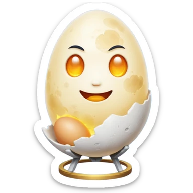 alchemy character cracking moon egg with light inside sticker