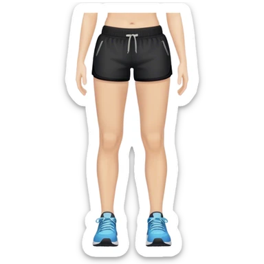 front view of full legs female with black gym shorts sticker