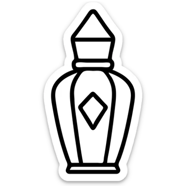 stylized elegant perfume bottle inspired by Xerjoff fragrances, focus on unique bottle shape and luxurious design, bottle silhouette and details only, no characters or text sticker