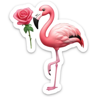Flamingo with rose sticker