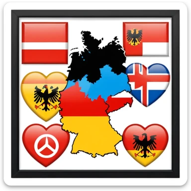 Germania divisa con bandiera L: US sud-ovest (Monaco, Francoforte), UK nord-ovest (Amburgo, Colonia), URSS est (Berlino Est, Dresda), France sud-ovest (Stoccarda, Friburgo) sticker
