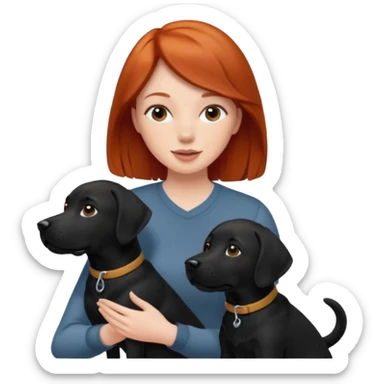 Redhead woman playing with black lab sticker