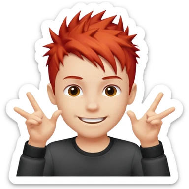 Boy with Red Hair – short spiky red haircut, energetic pose.










































 sticker