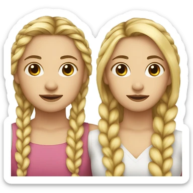 female couple long blonde hair and one hair is braided  sticker