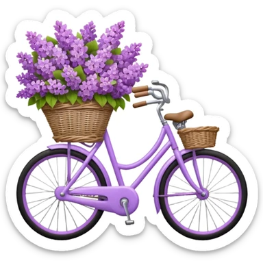 lilac bicycle with lilac flower basket sticker