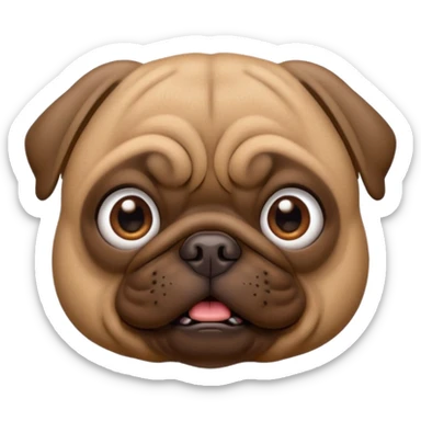 Brown Pug dog I'd like a 3D emoji sticker