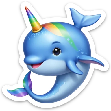  blue narwal with rianbow horn sticker