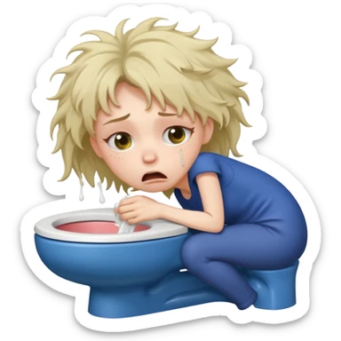 woman very skinny pewking inside toilet sticker