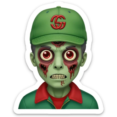 Create a zombie emoji with a gucci cap sticker
