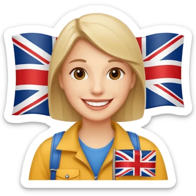 a tourist with an English flag sticker