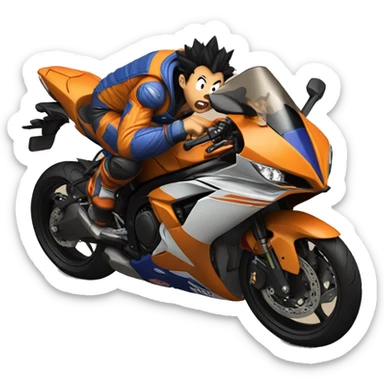 Goku riding a Yamaha r6 sticker