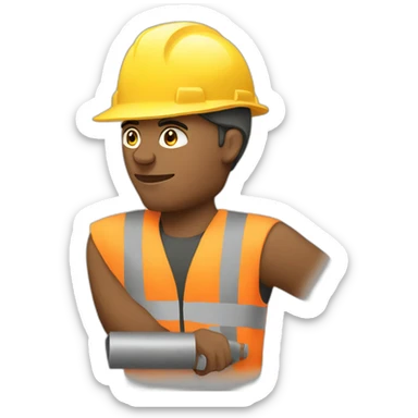 A worker working hard on the construction site sticker