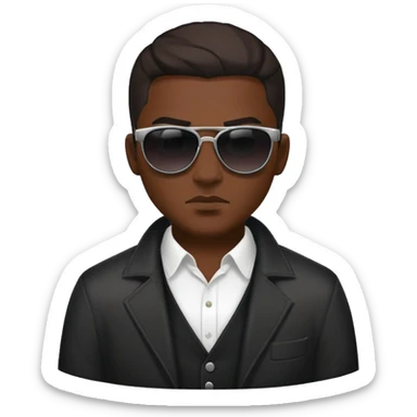 evil gangster character with sunglasses and scar sticker