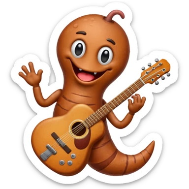 earthworm playing guitar sticker