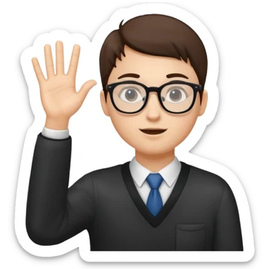 student raising hand to ask a question sticker