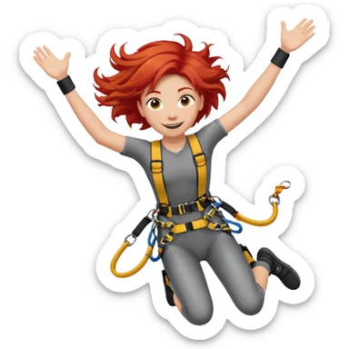 bungee jumping face only with hair flying red hair sticker