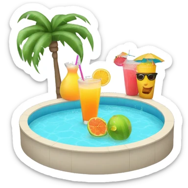 Pool day with tropical drinks sticker