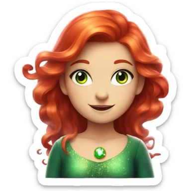 A red-haired girl with green eyes who loves magic sticker