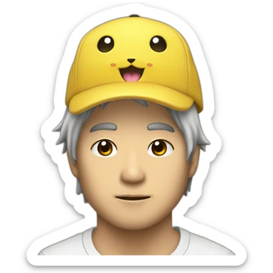 satoshi nakamoto with pikachu hat sticker