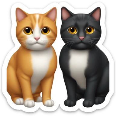 Gato negro y gato naranja juntos sticker