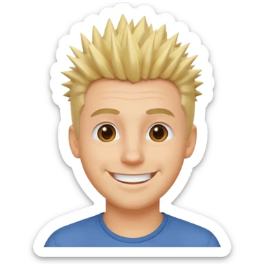 fat spiky haired happy man blonde sticker