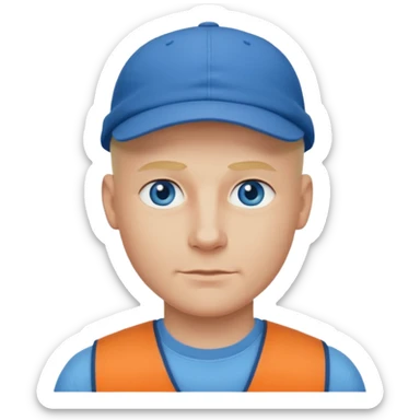 Homme fort blond chauve casquette yeux bleu sticker