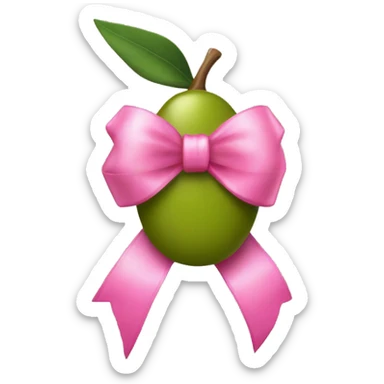 green olive with pink bow sticker