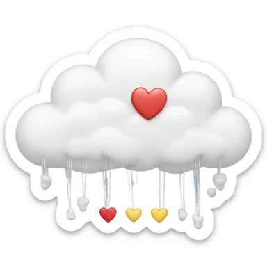 Cloud with heart strings attached  sticker