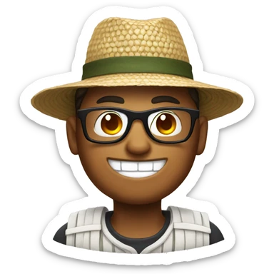 nerd with large teeth and with a rice farmer hat sticker