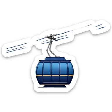 create a cablecar emoji in winter. make it navy dark blue. no yellow. and add the words in white: Lenk  sticker