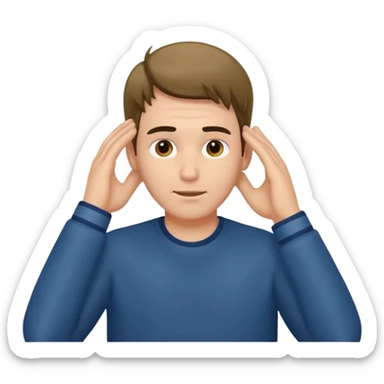 man tucking his hair behind his ear sticker