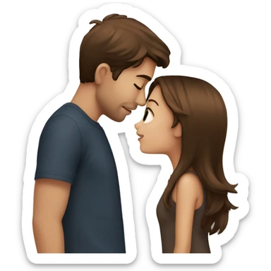 Girlfriend brown hair kissing boyfriend brown hair  sticker