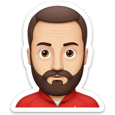 Recep İvedik, Turkish comedy character, bushy eyebrows, thick beard, red tracksuit, humorous expression sticker