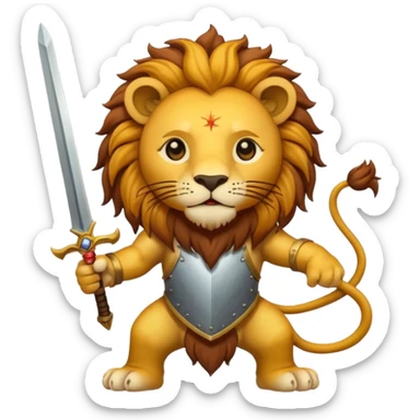Please create a lion holding a sword with a sun behind the lion? sticker