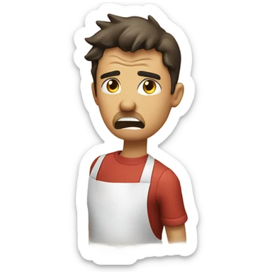 person tearing their apron off in anger sticker