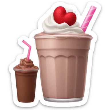 Batido de ch colate con un corazón rosa de brillos  sticker