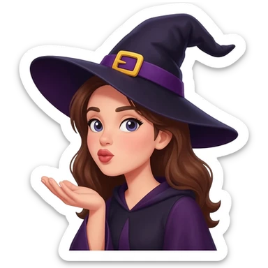 Bruja morena lanzando un besode frente sticker