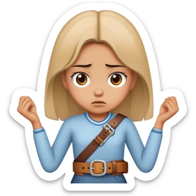 Girl holding belt upset sticker