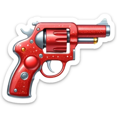 Red glittery gun  sticker