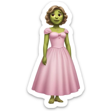 Shrek in bow light pink dress sticker