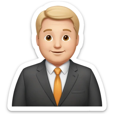 highly detailed happy plump white man in business suit, refined features, realistic proportions sticker