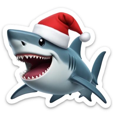 shark laughing wearing a top hat santa claus sticker