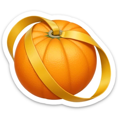 generate an orange with a yellow tailors tape wrapped the center sticker