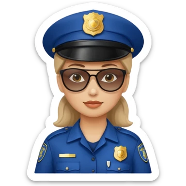 woman police with hair style and hats and sun glasses sticker