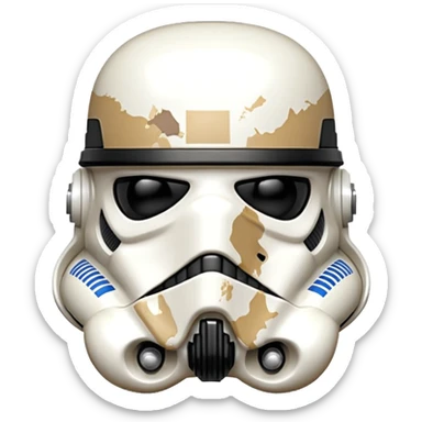 cartoon-style TK421 stormtrooper. Generate it to show the face has an expression like he made a mistake. Similar to a grimace face sticker