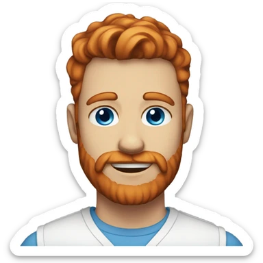 30 year old, male, red hair, pale, thick beard, blue eyes sticker