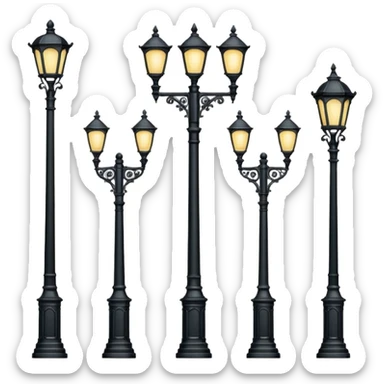Different classic street lamp posts sticker