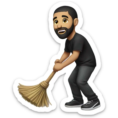 drake doing a dance while holding a broom sticker
