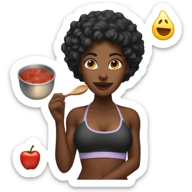 1 Black woman in a bikini cooking. sticker