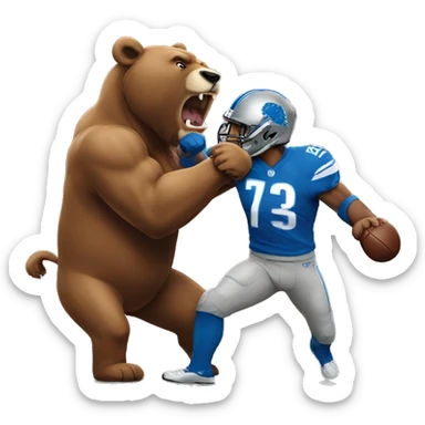 Detroit lion punching a bear sticker